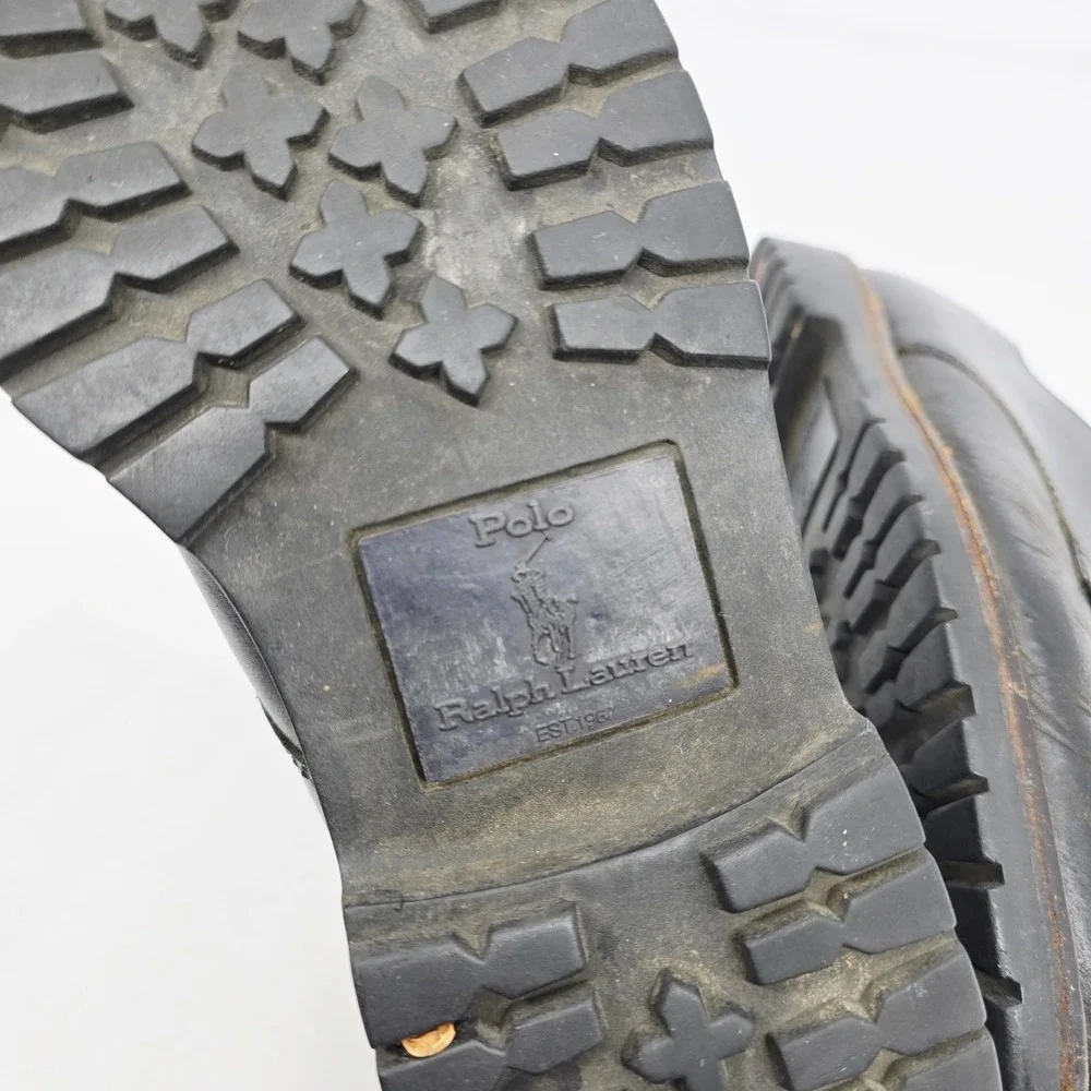 Vintage Polo Ralph Lauren Shoes Men's 9 D Oxford Black‎ Leather Plain Toe Derby
